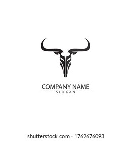 Bull horn and buffalo logo and symbols template icons app