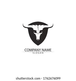 Bull horn and buffalo logo and symbols template icons app