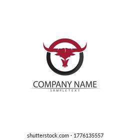 Bull horn and buffalo logo and symbols template icons app