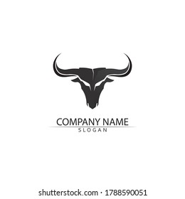 Bull horn and buffalo logo and symbols template icons app vector