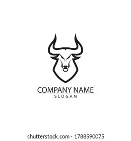 Bull horn and buffalo logo and symbols template icons app vector