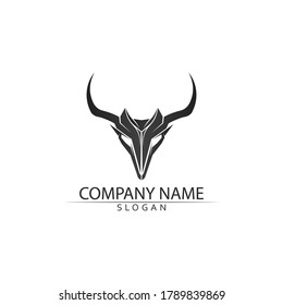 Bull horn and buffalo logo and symbols template icons app vector