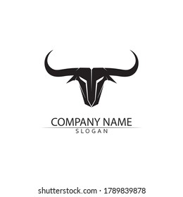 Bull horn and buffalo logo and symbols template icons app vector