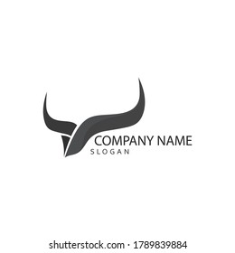 Bull horn and buffalo logo and symbols template icons app vector
