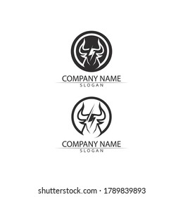 Bull horn and buffalo logo and symbols template icons app vector