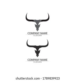 Bull horn and buffalo logo and symbols template icons app vector