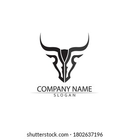 Bull horn and buffalo logo and symbols template icons app