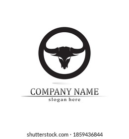 Bull horn and buffalo logo and symbols template icons app