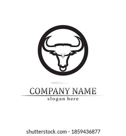 Bull horn and buffalo logo and symbols template icons app