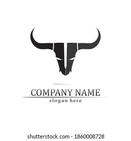 Bull horn and buffalo logo and symbols template icons app