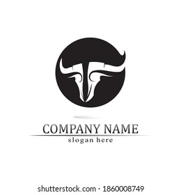 Bull horn and buffalo logo and symbols template icons app