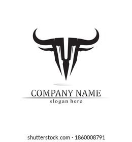 Bull horn and buffalo logo and symbols template icons app