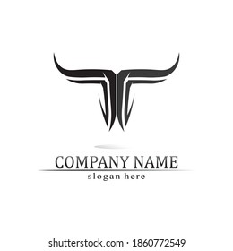 Bull horn and buffalo logo and symbols template icons app
