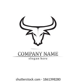 Bull horn and buffalo logo and symbols template icons app