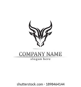 Bull horn and buffalo logo and symbols template icons app
