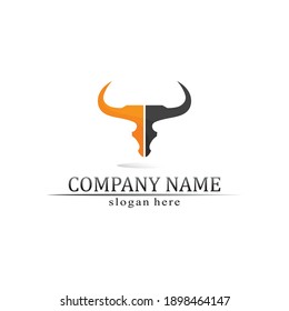 Bull horn and buffalo logo and symbols template icons app