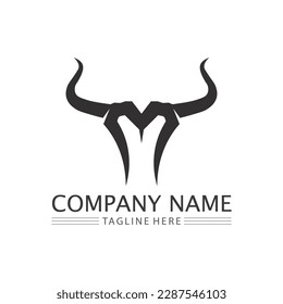 Bull horn cow and buffalo logo and symbol template icons app