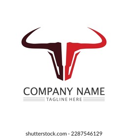 Bull horn cow and buffalo logo and symbol template icons app