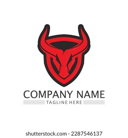 Bull horn cow and buffalo logo and symbol template icons app