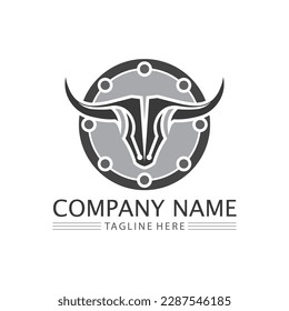 Bull horn cow and buffalo logo and symbol template icons app