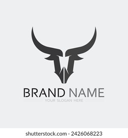 Bull horn cow and buffalo logo and symbol template icons app
