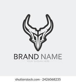 Bull horn cow and buffalo logo and symbol template icons app