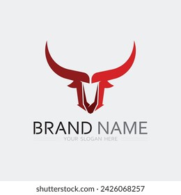 Bull horn cow and buffalo logo and symbol template icons app
