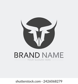 Bull horn cow and buffalo logo and symbol template icons app