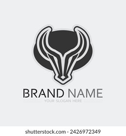 Bull horn cow and buffalo logo and symbol template icons app