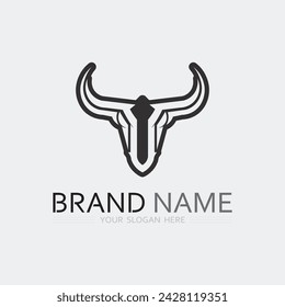 Bull horn cow and buffalo logo and symbol template icons app