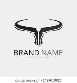 Bull horn cow and buffalo logo and symbol template icons app