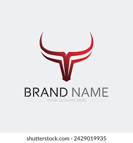 Bull horn cow and buffalo logo and symbol template icons app