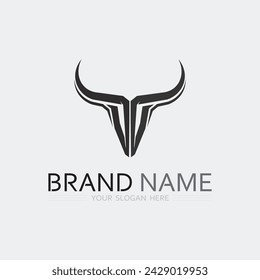 Bull horn cow and buffalo logo and symbol template icons app
