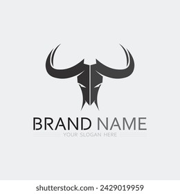 Bull horn cow and buffalo logo and symbol template icons app