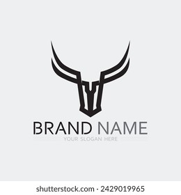 Bull horn cow and buffalo logo and symbol template icons app