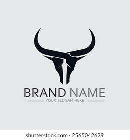 Bull horn cow and buffalo logo and symbol template icons app