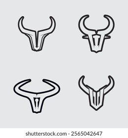 Bull horn cow and buffalo logo and symbol template icons app