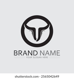 Bull horn cow and buffalo logo and symbol template icons app