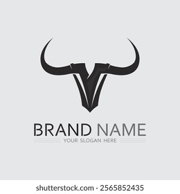 Bull horn cow and buffalo logo and symbol template icons app