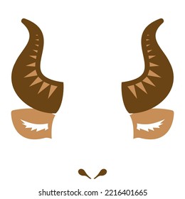 Bull horn ear color on a white background. Vector illustration