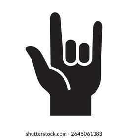 Sinal de buzina. Ícone de gesto da buzina. Símbolo de sinal de mão metálica. Símbolo do ícone do metal, música, amor, te amo, estrela do rock. Ilustração vetorial.