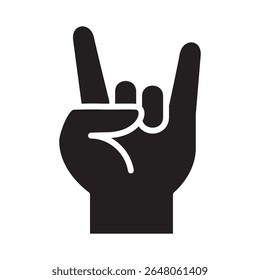 Sinal de buzina. Ícone de gesto da buzina. Símbolo de sinal de mão metálica. Símbolo do ícone do metal, música, amor, te amo, estrela do rock. Ilustração vetorial.
