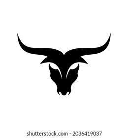 bull horn head logo in flat style