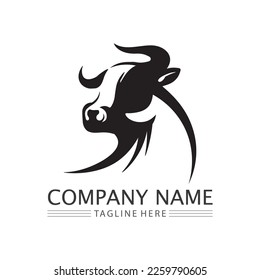 Bull horn logo and cow buffalo  symbol template icons app