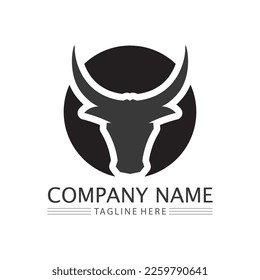 Bull horn logo and cow buffalo  symbol template icons app