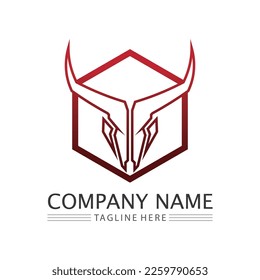 Bull horn logo and cow buffalo  symbol template icons app