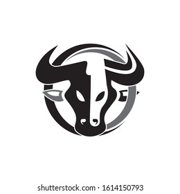 Bull Horn.Bull head Vector Icon Logo Template Illustration Design