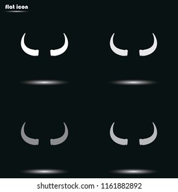 Bull horns flat grayscale vector icon.