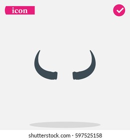 Bull Horns Flat Vector Icon.