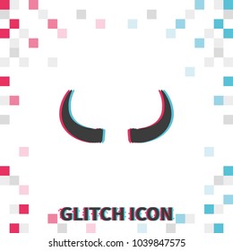 Bull horns  glitch effect vector icon.